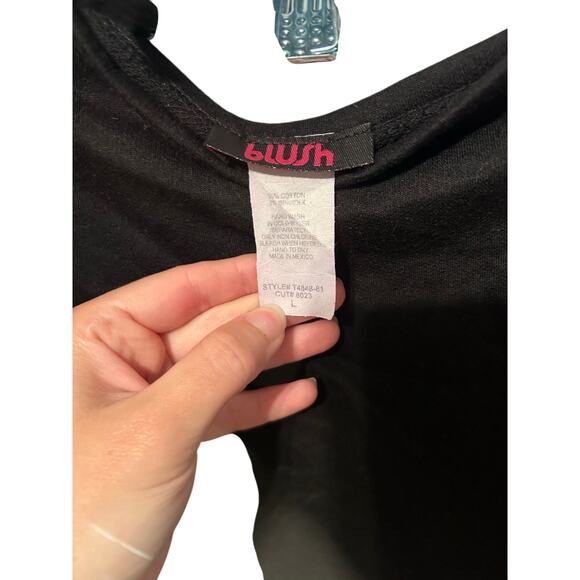 Vintage Y2K Grunge Style Black Distressed Too by Blush Large - Picture 3 of 4